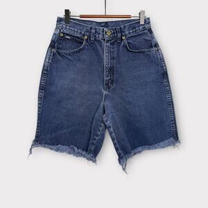 VTG 80s 90s Chic‎ Mom Jean Shorts Waist 26 Blue Frayed Hem High Rise